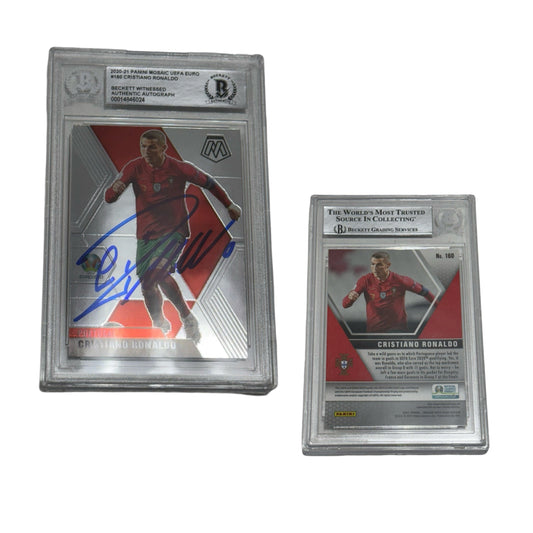 Cristiano Ronaldo 2020-21 Panini Mosaic UEFA Euro20 Autographed #160 Beckett