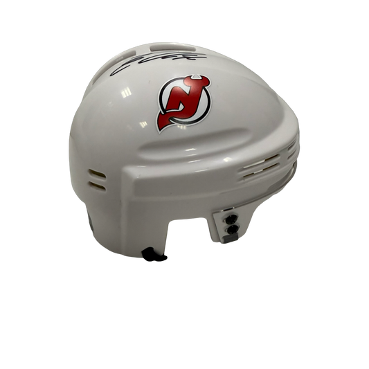 Erik Haula Autographed New Jersey Devils White Mini Helmet w/ Logo JSA