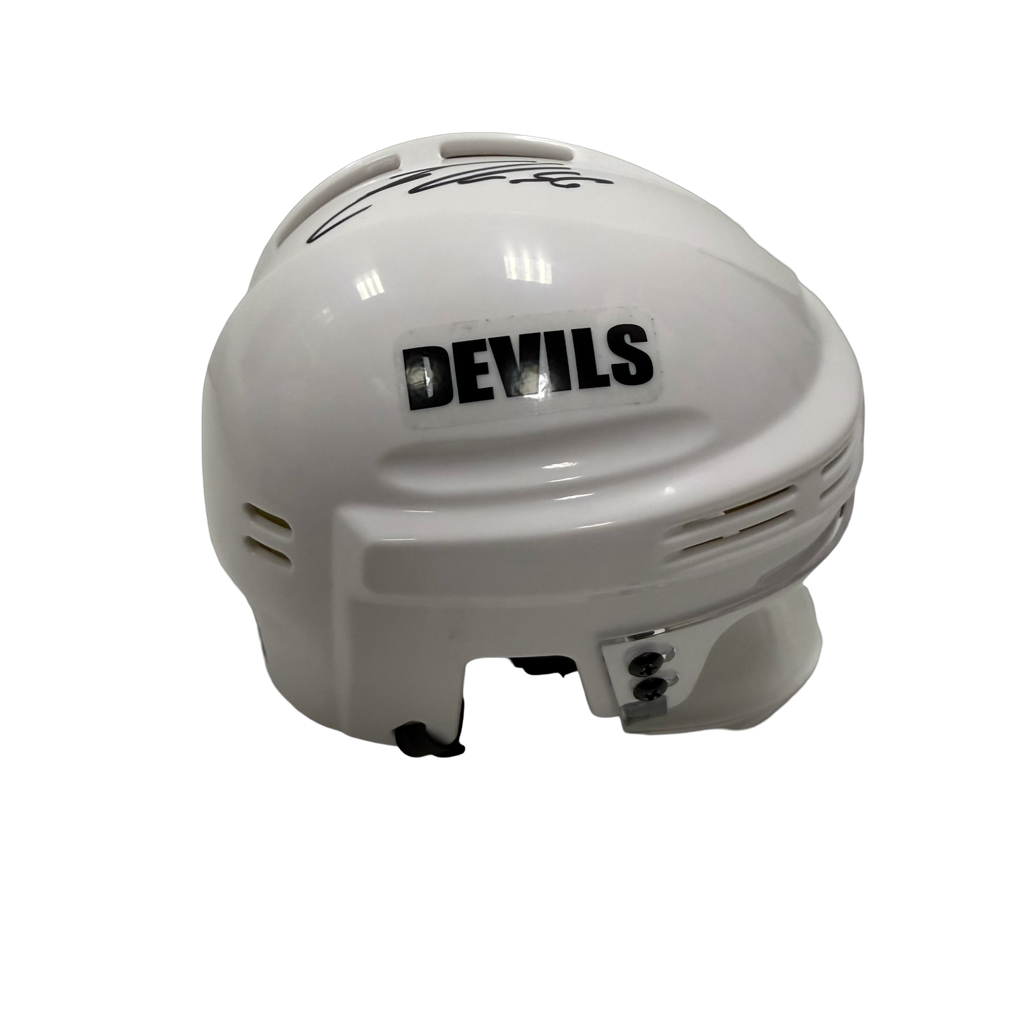 Erik Haula Autographed New Jersey Devils White Mini Helmet w/ Devils JSA