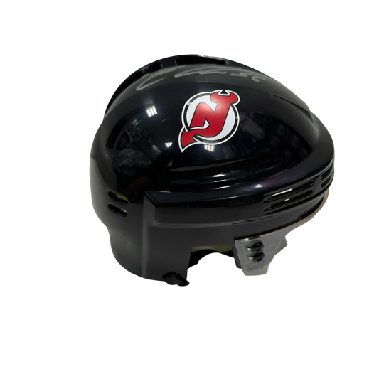 Erik Haula Autographed New Jersey Devils Black Mini Helmet w/ Logo JSA