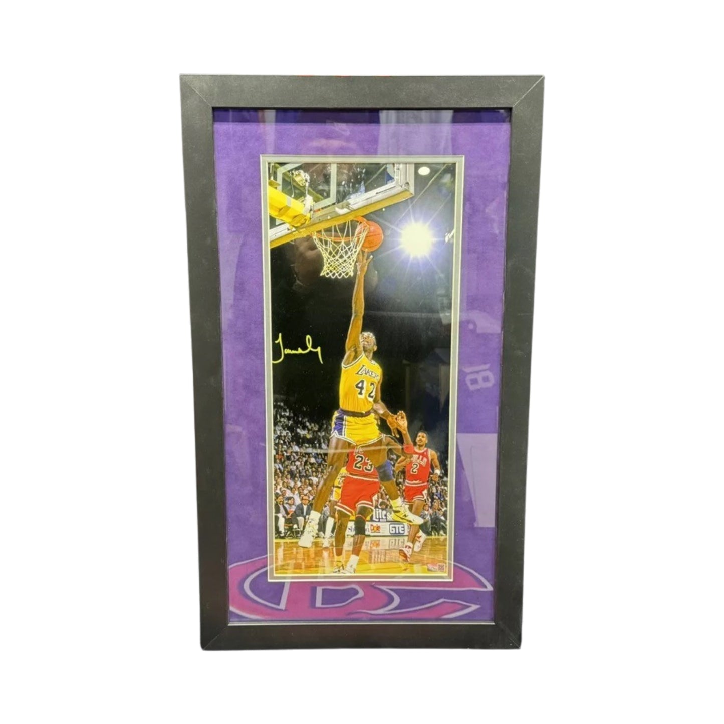 James Worthy Autographed Lakers Framed 12x22 Steiner