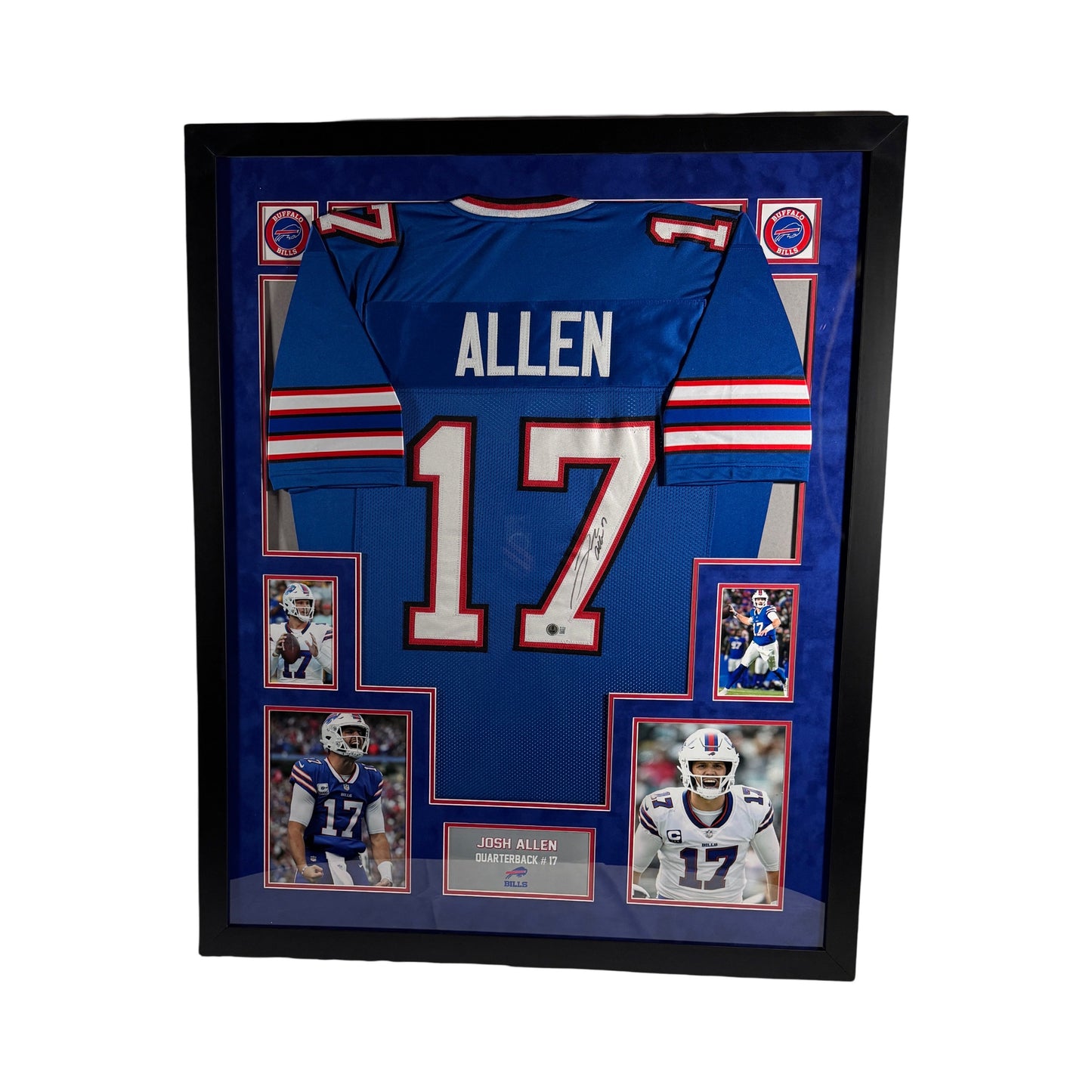 Josh Allen Autographed Buffalo Bills Blue Jersey Beckett - Blue Suede Framed