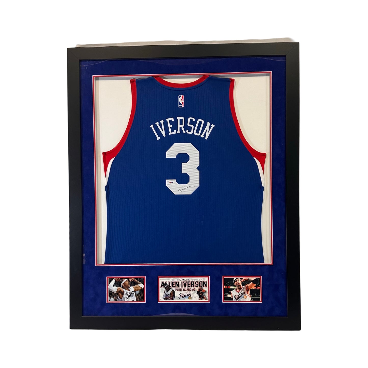 Allen Iverson Autographed Philadelphia 76’ers White Jersey Framed Beckett