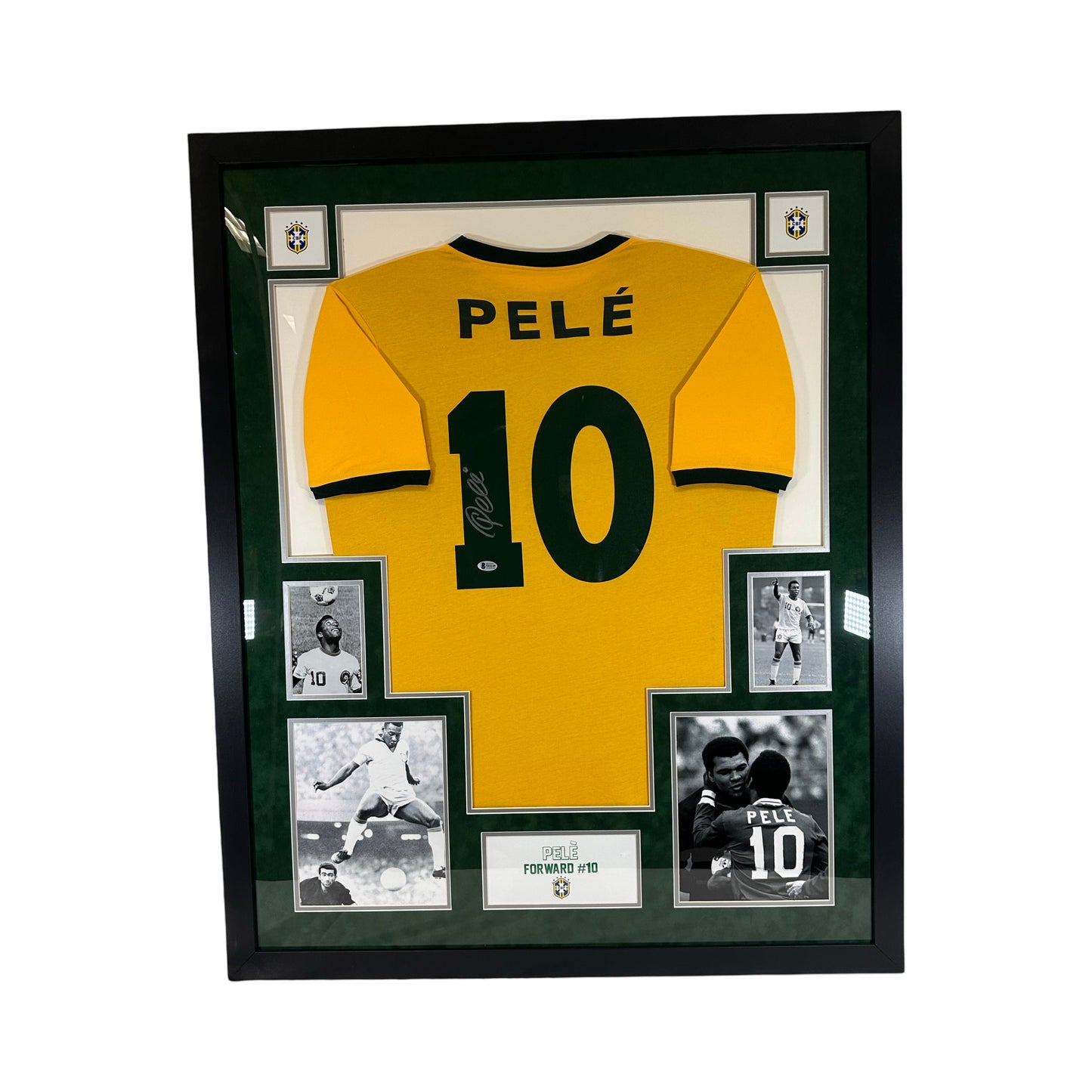 Pele Autographed Brazil Authentic Framed Soccer Jersey Beckett