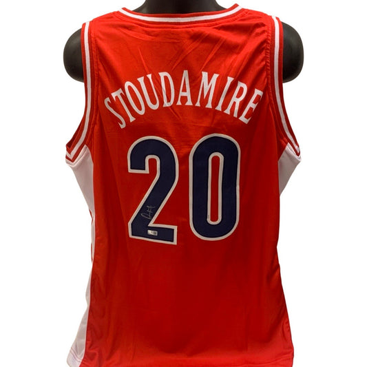 Damon Stoudamire Autographed Arizona Wildcats Red Jersey Steiner CX