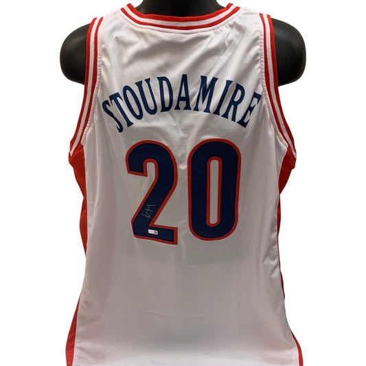Damon Stoudamire Autographed Arizona Wildcats White Jersey Steiner CX