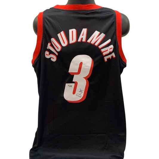 Damon Stoudamire Autographed Portland Trailblazers Black Jersey Steiner CX