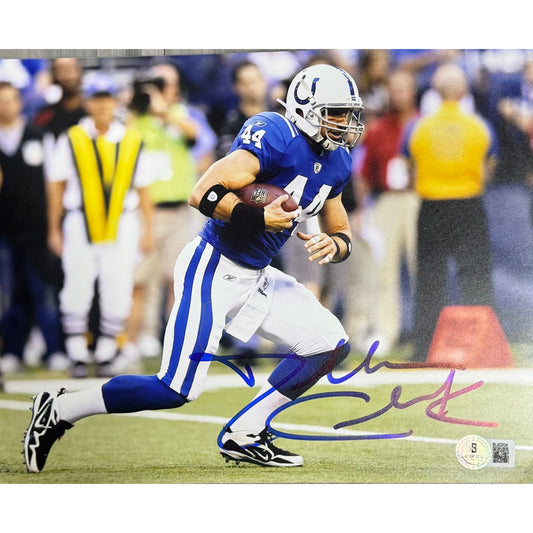 Dallas Clark Indianapolis Colts Blue Jersey Running Autographed Photo 8x10 Beckett BAS