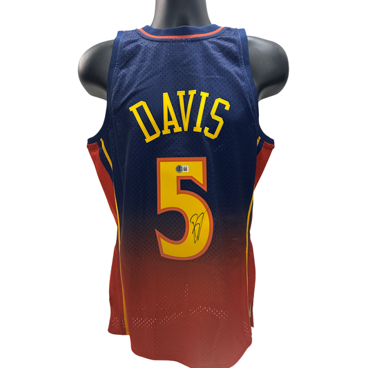 Baron Davis Autographed Golden State Warriors 2006-07 Mitchell & Ness Hardwood Classics Blue Orange Fade Jersey Beckett BAS