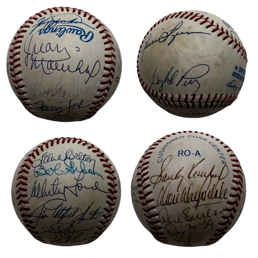 Sandy Koufax, Don Drysdale, Warren Spahn, Bob Gibson, Whitey Ford, Jim Palmer, Gaylord Perry, Bob Lemon 18 Total Signatures Autographed Official American League Baseball JSA LOA