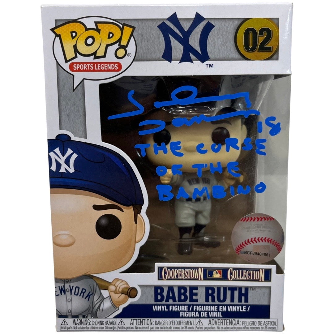 Johnny Damon Autographed Boston Red Sox Babe Ruth Funko Pop The Curse of the Bambino Inscription Blue Ink Steiner CX