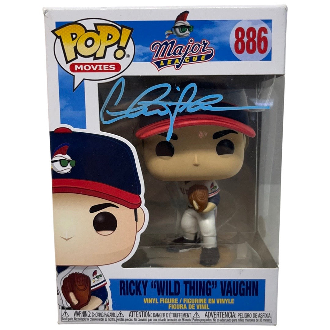Charlie Sheen Autographed Major League Ricky Wild Thing Vaughn Funko Pop Blue Ink Steiner CX
