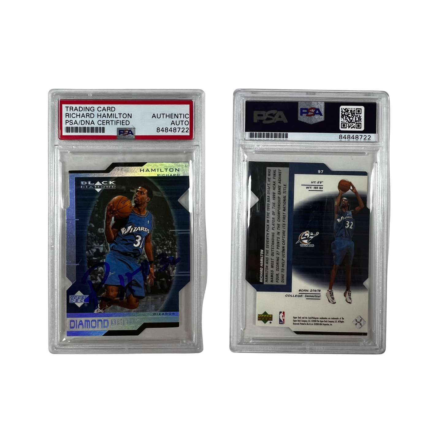 1999-00 Upper Deck Black Diamond Cut Richard Hamilton #97 Autographed PSA Auto Authentic