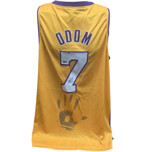 Lamar Odom Autographed Los Angeles Lakers Yellow Jersey w/ Handprint Steiner CX