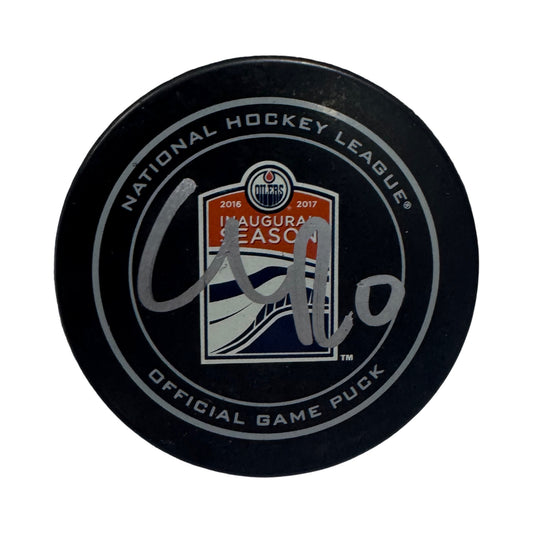Connor McDavid Edmonton Oilers Autographed Puck JSA