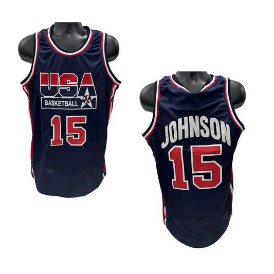 Larry Johnson Unsigned USA Blue Jersey