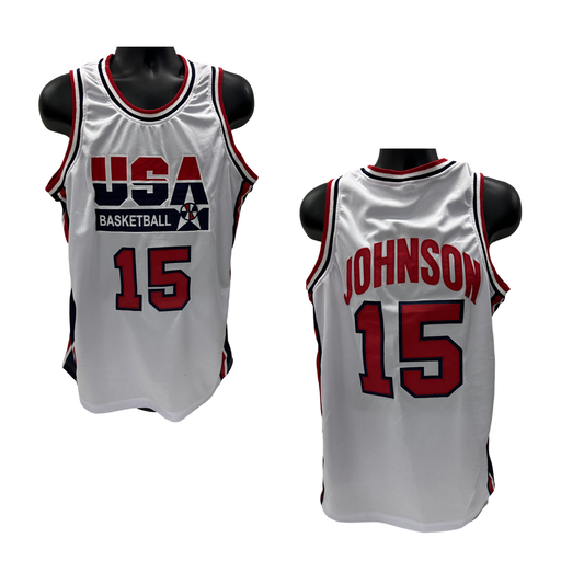 Larry Johnson Unsigned USA White Jersey