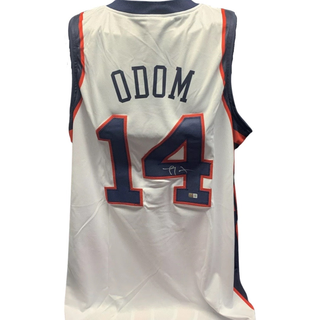 Lamar Odom Autographed Team USA White Jersey Steiner CX