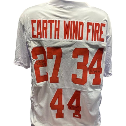Brandon Jacobs, Ahmad Bradshaw & Derrick Ward Autographed New York Giants White Earth Wind & Fire Jersey JSA
