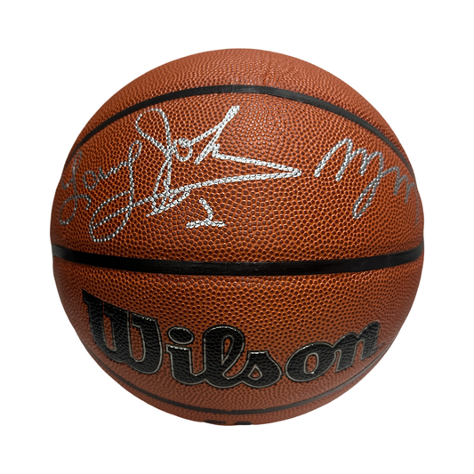 Larry Johnson & Miles McBride Autographed Black Wilson Basketball Beckett