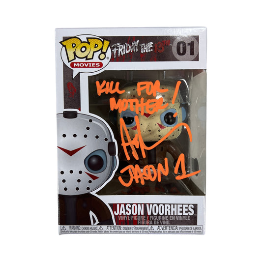 Ari Lehman Autographed Jason Voorhees Friday the 13th Funko Pop #01 "Kill For Mother!"  Inscription Orange Ink Beckett