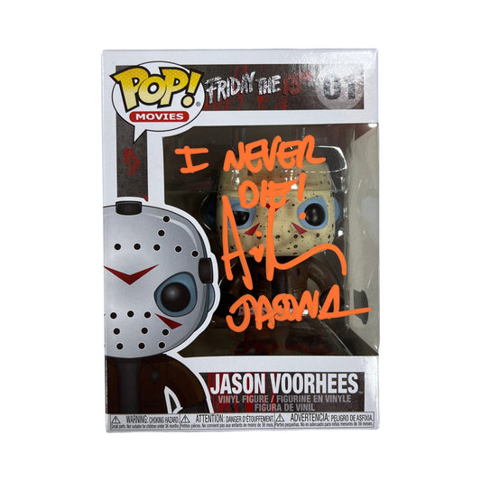 Ari Lehman Autographed Jason Voorhees Friday the 13th Funko Pop #01 I Never Die!" Inscription Orange Ink Beckett
