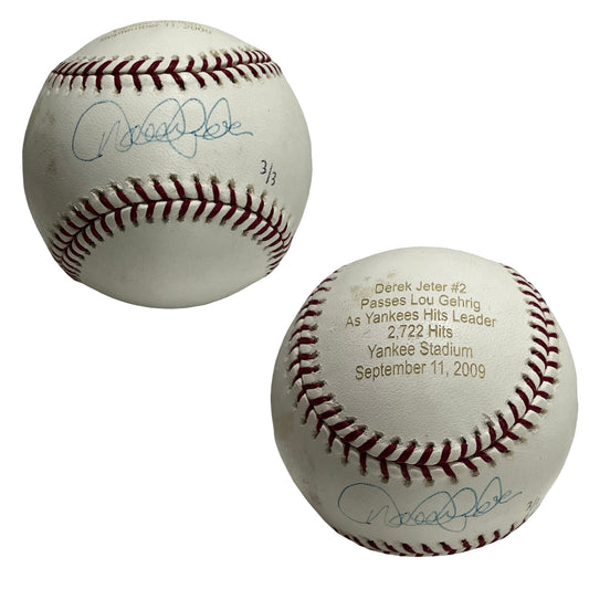 Derek Jeter Autographed New York Yankees All Time Hits Leader Steiner