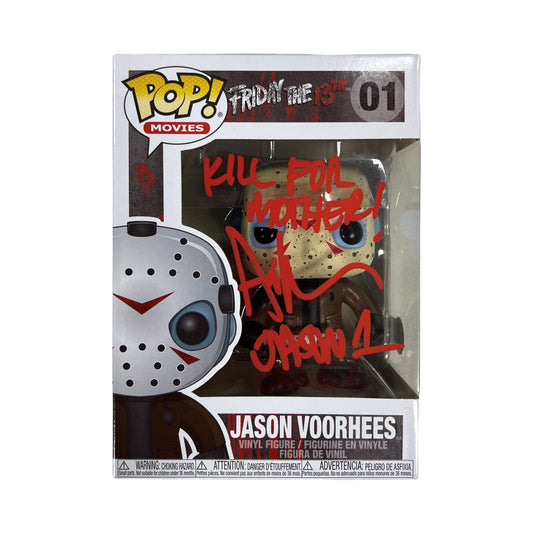 Ari Lehman Autographed Jason Voorhees Friday the 13th Funko Pop #01 "Kill For Mother!"  Inscription Red Ink Beckett