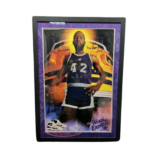 James Worthy Autographed Los Angeles Lakers Framed New Balance 24x34 Poster Big Game James Inscription Steiner CX
