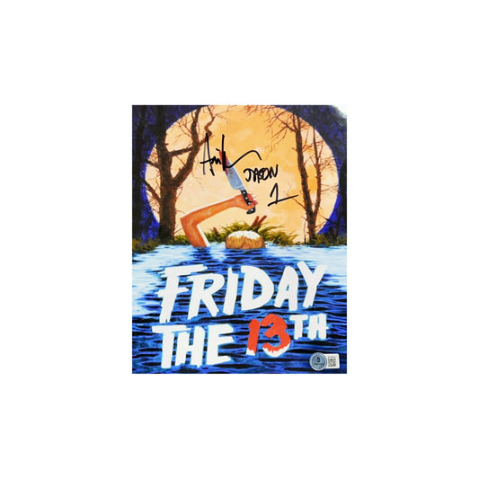 Ari Lehman Autographed Friday The 13th Moon Movie Poster 8x10 Beckett