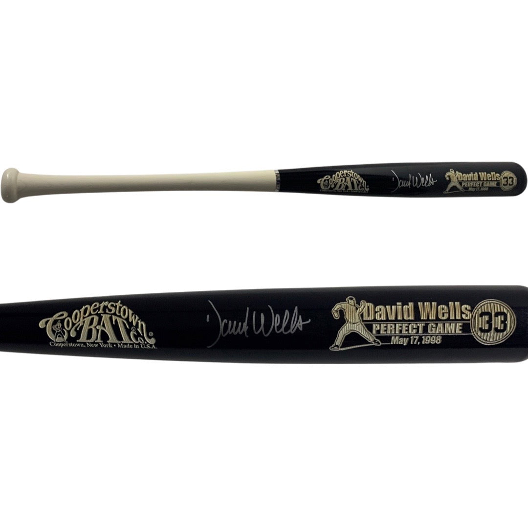 David Wells Autographed New York Yankees Blue Barrel Cooperstown Bat JSA