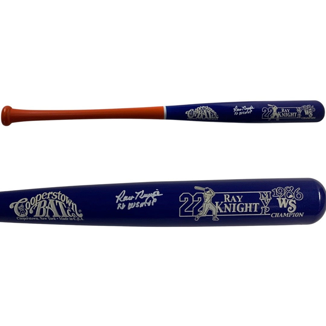 Ray Knight Autographed New York Mets Blue Barrel Cooperstown Bat Steiner CX