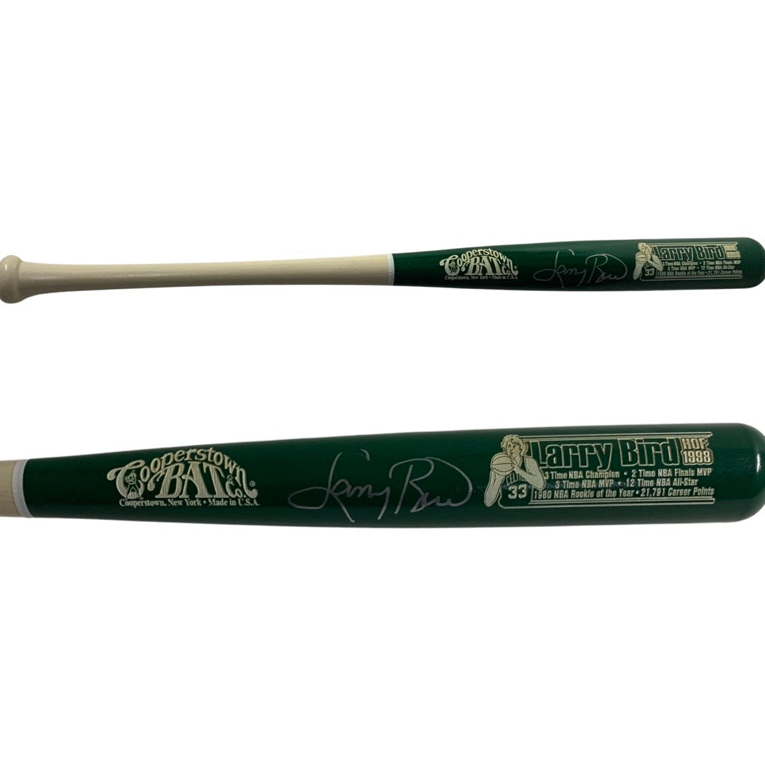 Larry Bird Autographed Boston Celtics Green Barrel Cooperstown Bat JSA/LB