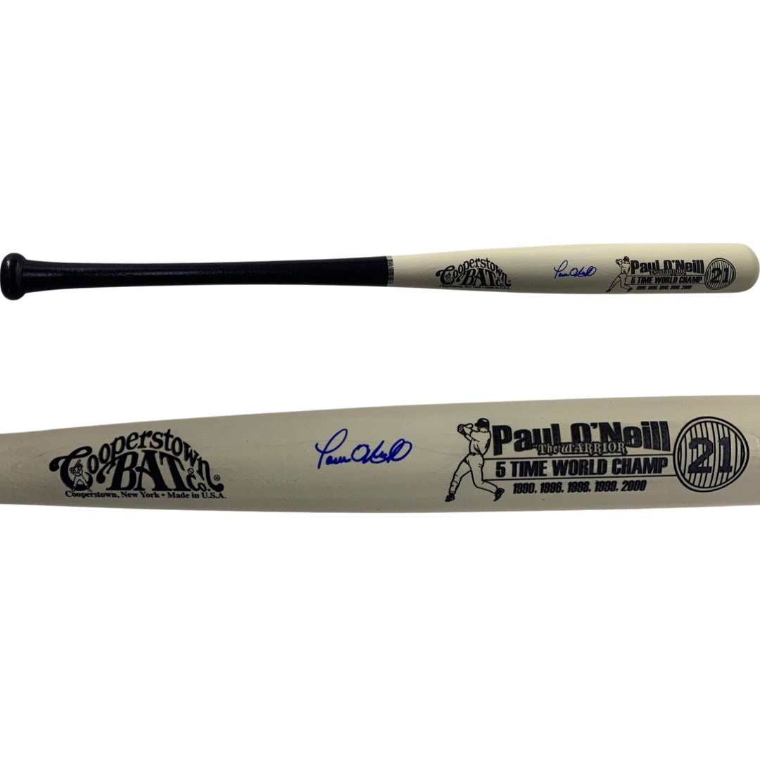 Paul O’Neill Autographed New York Yankees White Barrel Cooperstown Bat JSA