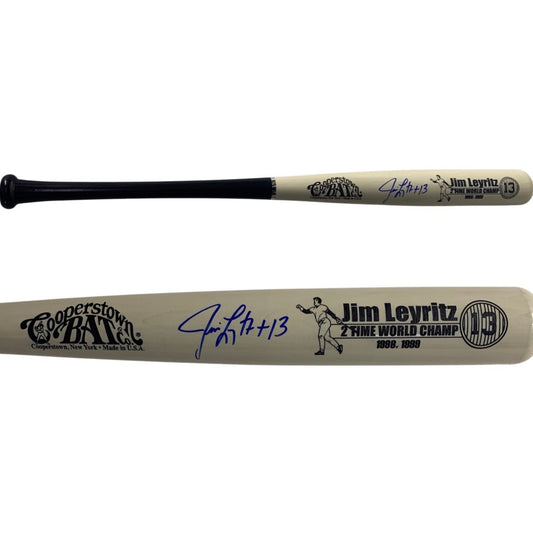 Jim Leyritz Autographed New York Yankees White Barrel Cooperstown Bat Steiner CX