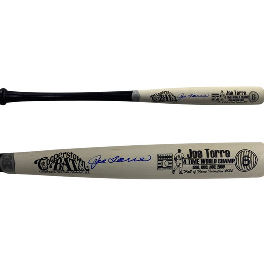 Joe Torre Autographed New York Yankees White Barrel Cooperstown Bat JSA