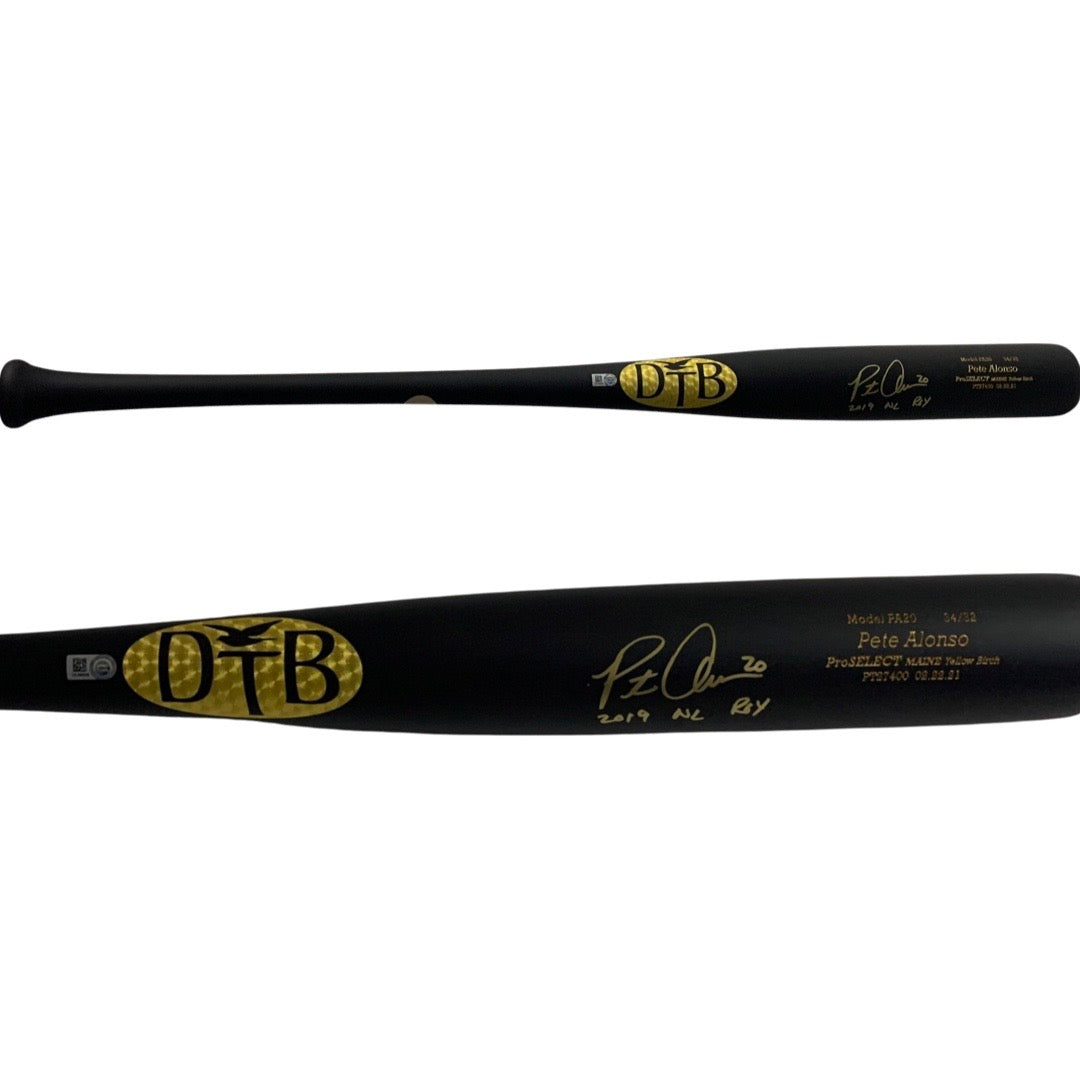 Pete Alonso Autographed New York Mets Dove Tail Game Model Bat 2019 NL ROY Inscription Fanatics