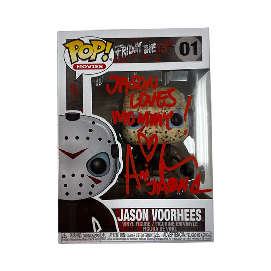 Ari Lehman Autographed Jason Voorhees Friday the 13th Funko Pop #01 "Jason Loves Mommy!" Inscription Red Ink Beckett
