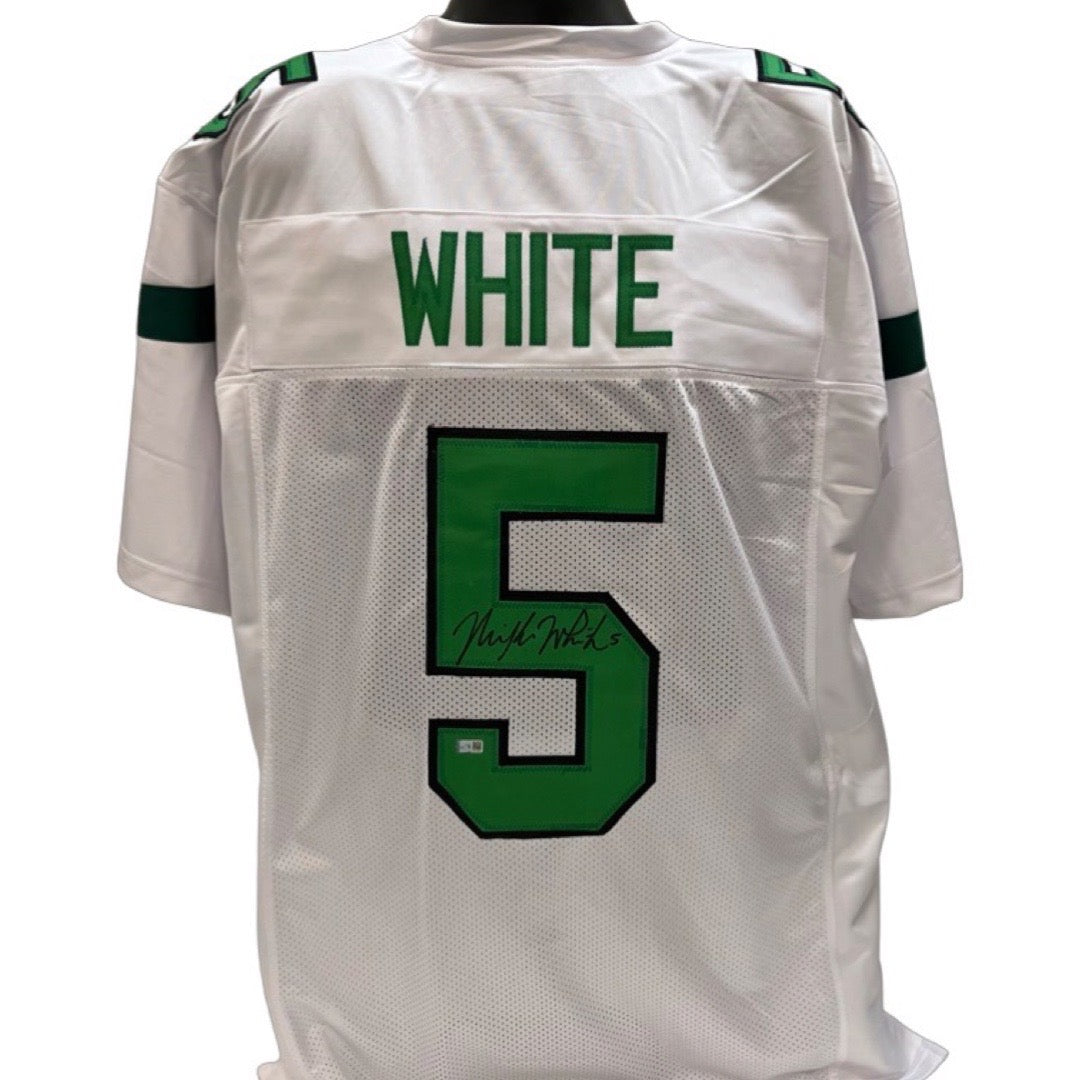 Mike White Autographed New York Jets White Jersey Steiner CX