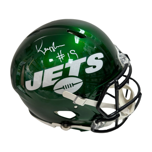 Keyshawn Johnson Autographed New York Jets Green Speed Authentic Helmet Beckett