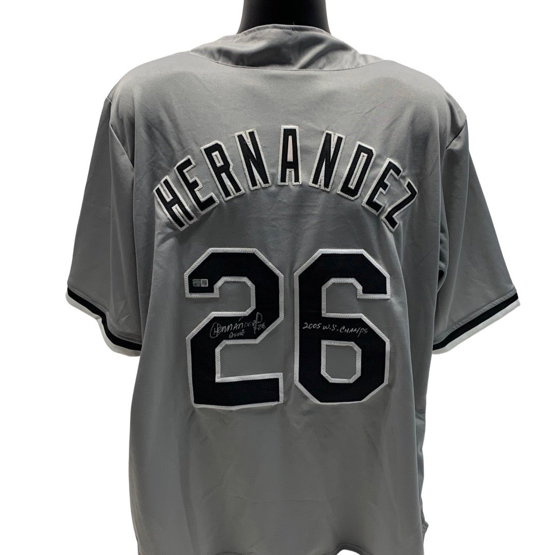 Orlando “El Duque” Hernandez Autographed Chicago White Sox Grey Jersey “05 WSC” Inscription Steiner CX