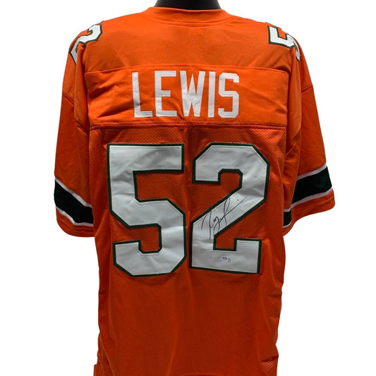 Ray Lewis Autographed University of Miami Hurricanes Orange Jersey PSA