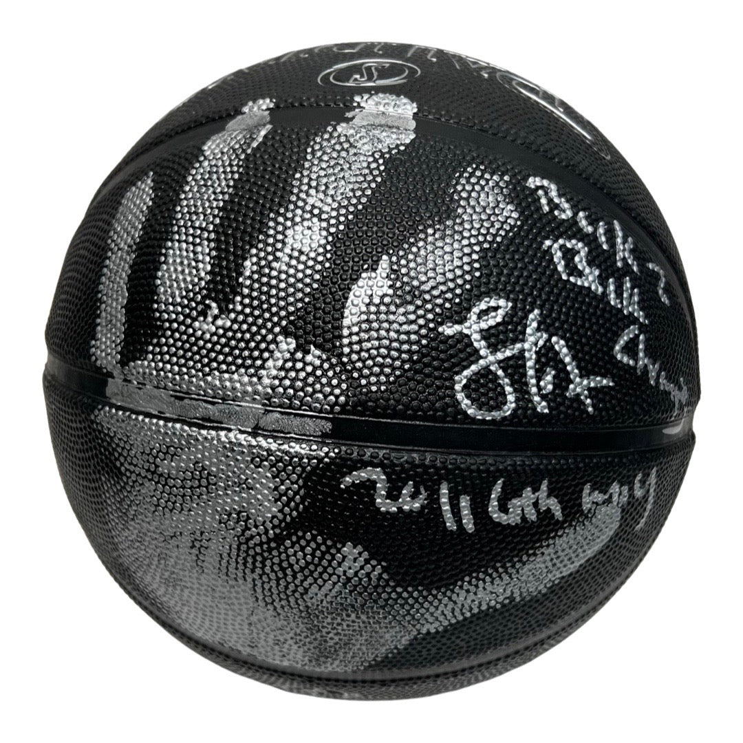 Lamar Odom Autographed Los Angeles Lakers Black Spalding Basketball w/ Handprint Back 2 Back Champs, 2011 6th MOY Inscription Steiner CX