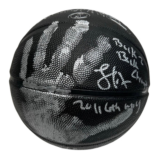 Lamar Odom Autographed Los Angeles Lakers Black Spalding Basketball w/ Handprint Back 2 Back Champs, 2011 6th MOY Inscription Steiner CX