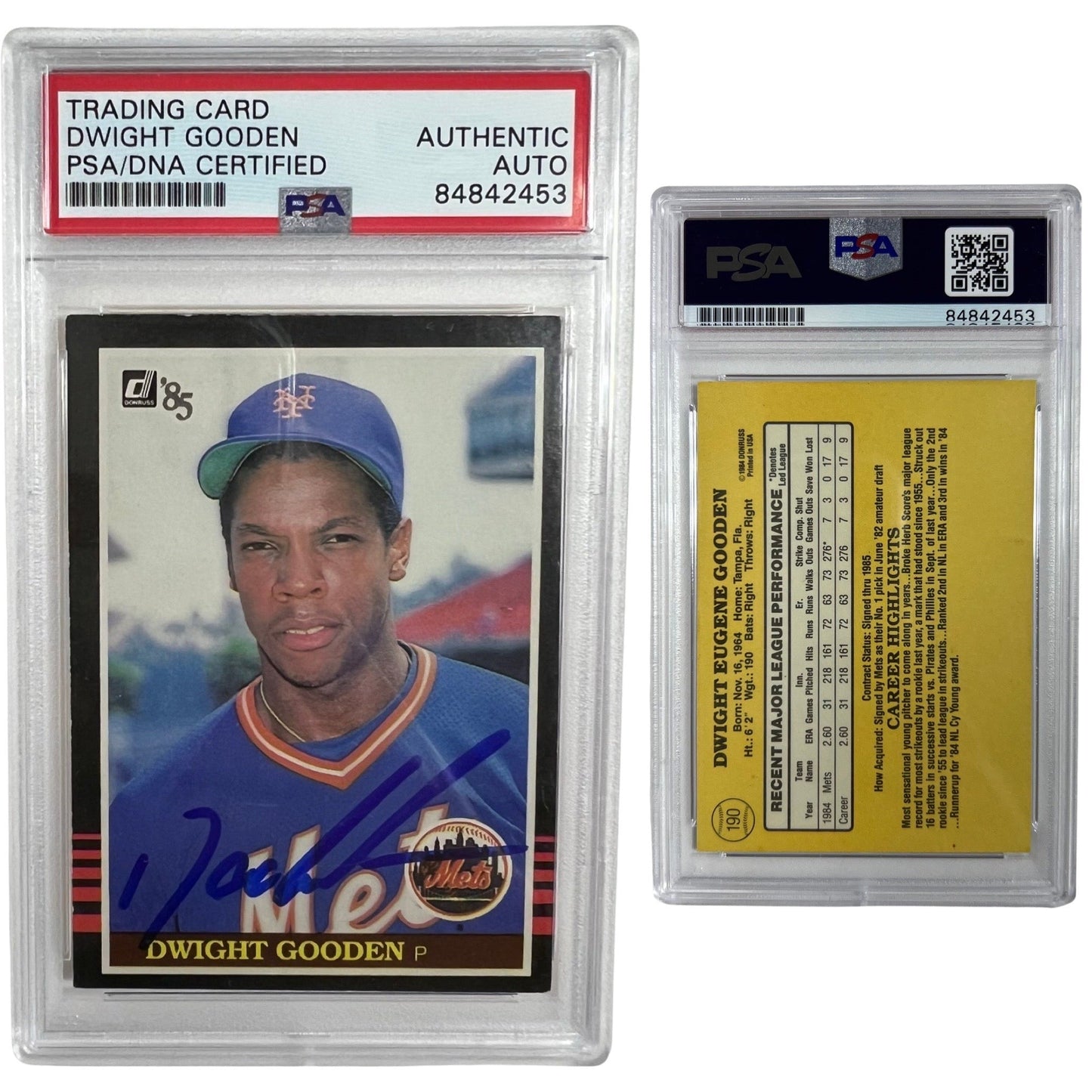 1985 Doc Gooden Donruss #190 Autographed PSA Auto Authentic