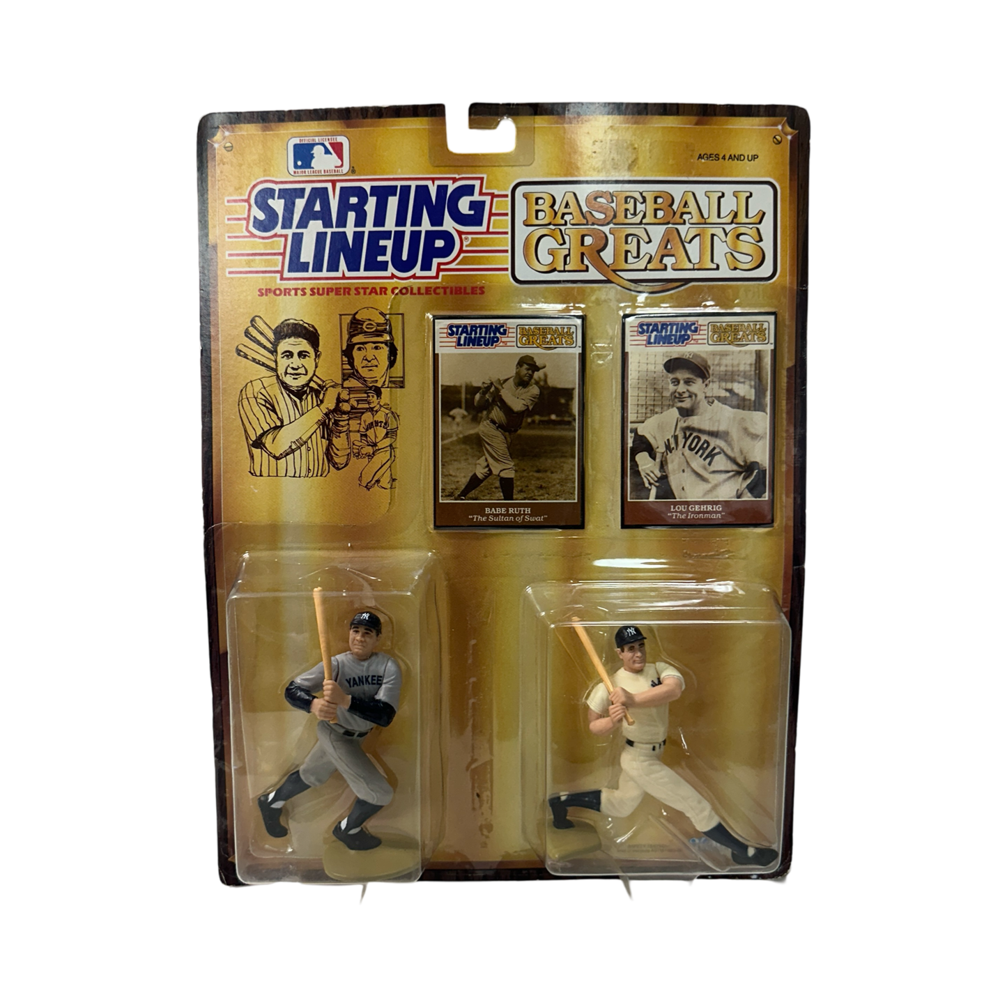 1989 Babe Ruth & Lou Gehrig Starting Lineup Baseball Greats Figures And Cards