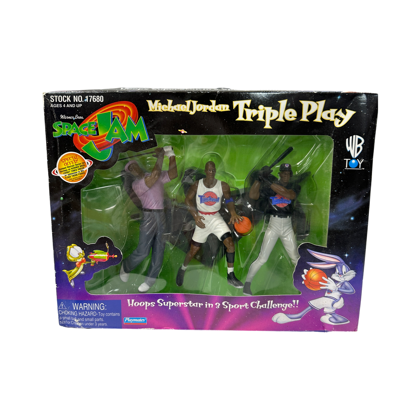 1996 Michael Jordan Warner Brothers Space Jam Triple Play Toy