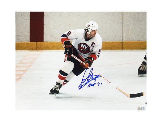 Denis Potvin Autographed New York Islanders Skating 11x14 "HOF 91" Inscription Steiner CX