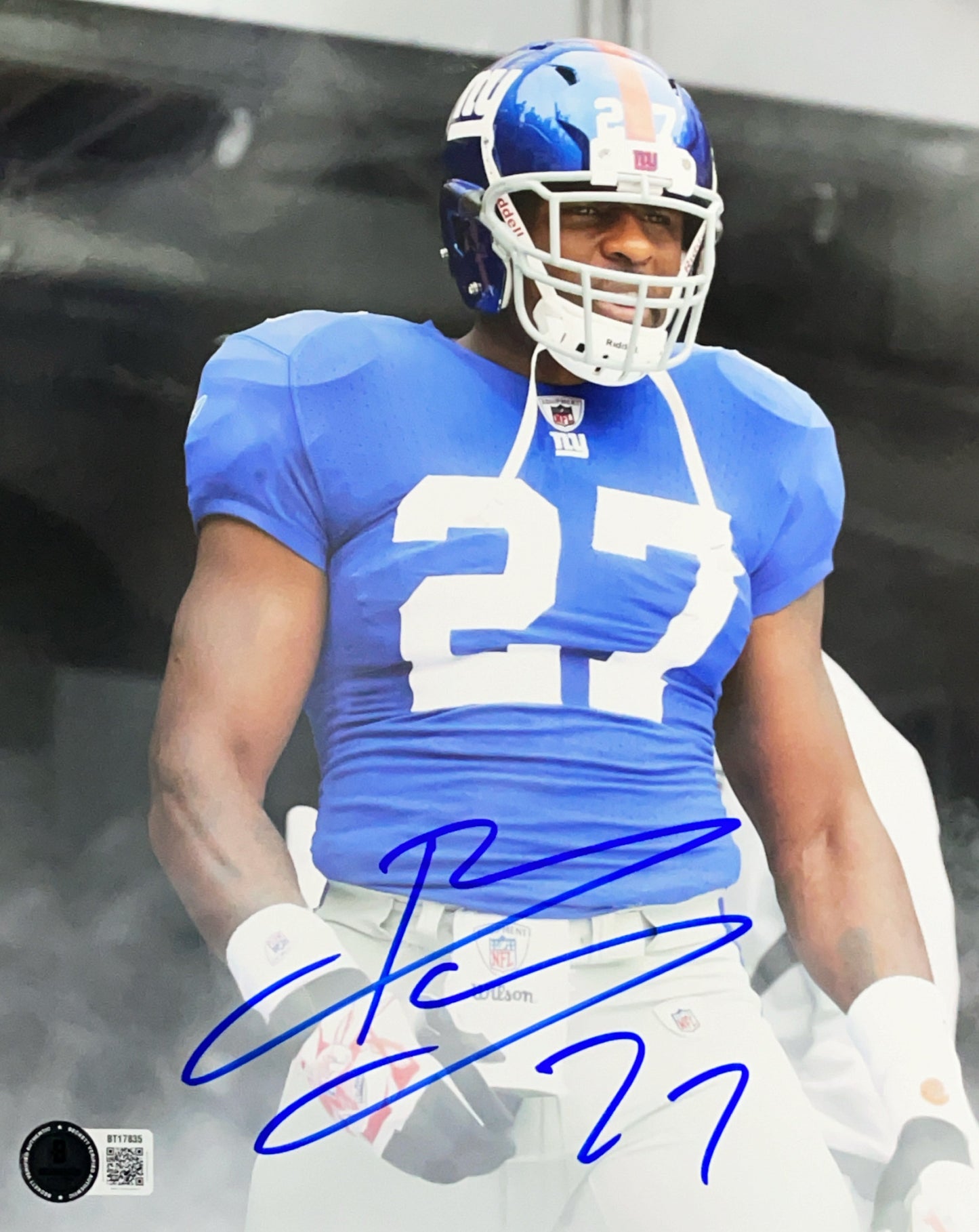 Brandon Jacobs Autographed New York Giants Tunnel 8x10 Photo Beckett BAS
