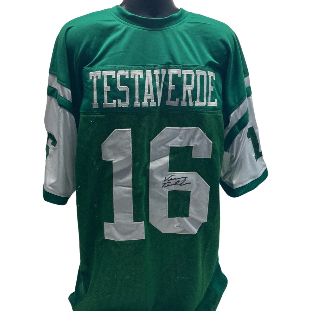 Vinny Testaverde Autographed New York Jets Green Jersey JSA